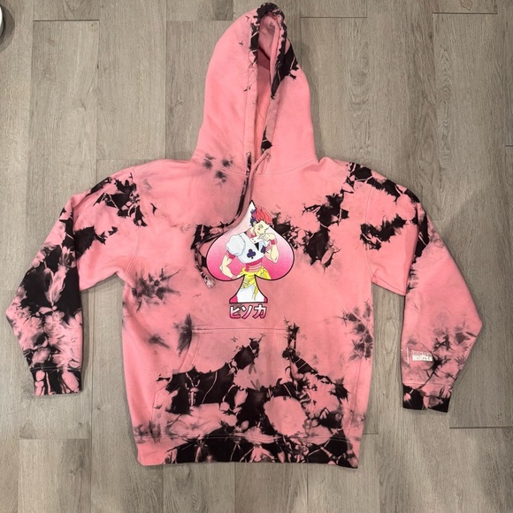 Hypland Tops - Hypland Hunter x Hunter Pink And Black Hisoka Spade Hoodie - Medium